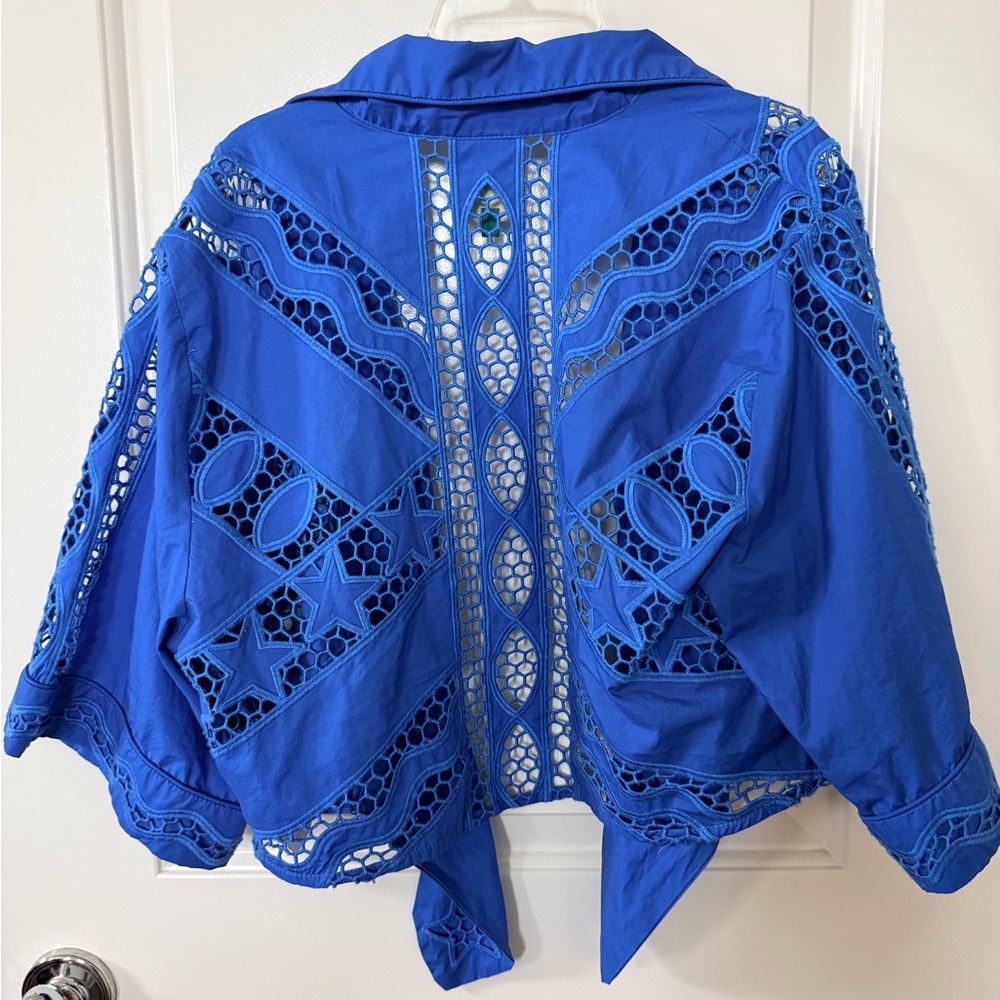 FARM Rio Blue Striped Richelieu Crop Top - Picture 4 of 6